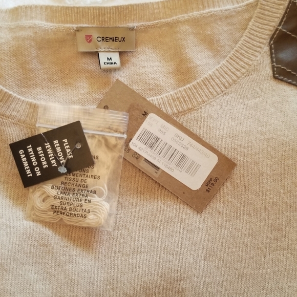 🍂Cremieux Tan Knit Dress w/ Faux Leather Shoulders - Picture 4 of 5